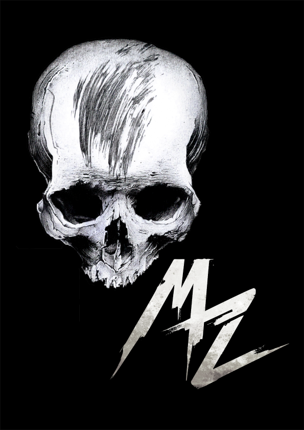 Manza April Darkart Ballpen Artist Illustration Logo lettering MZ skull