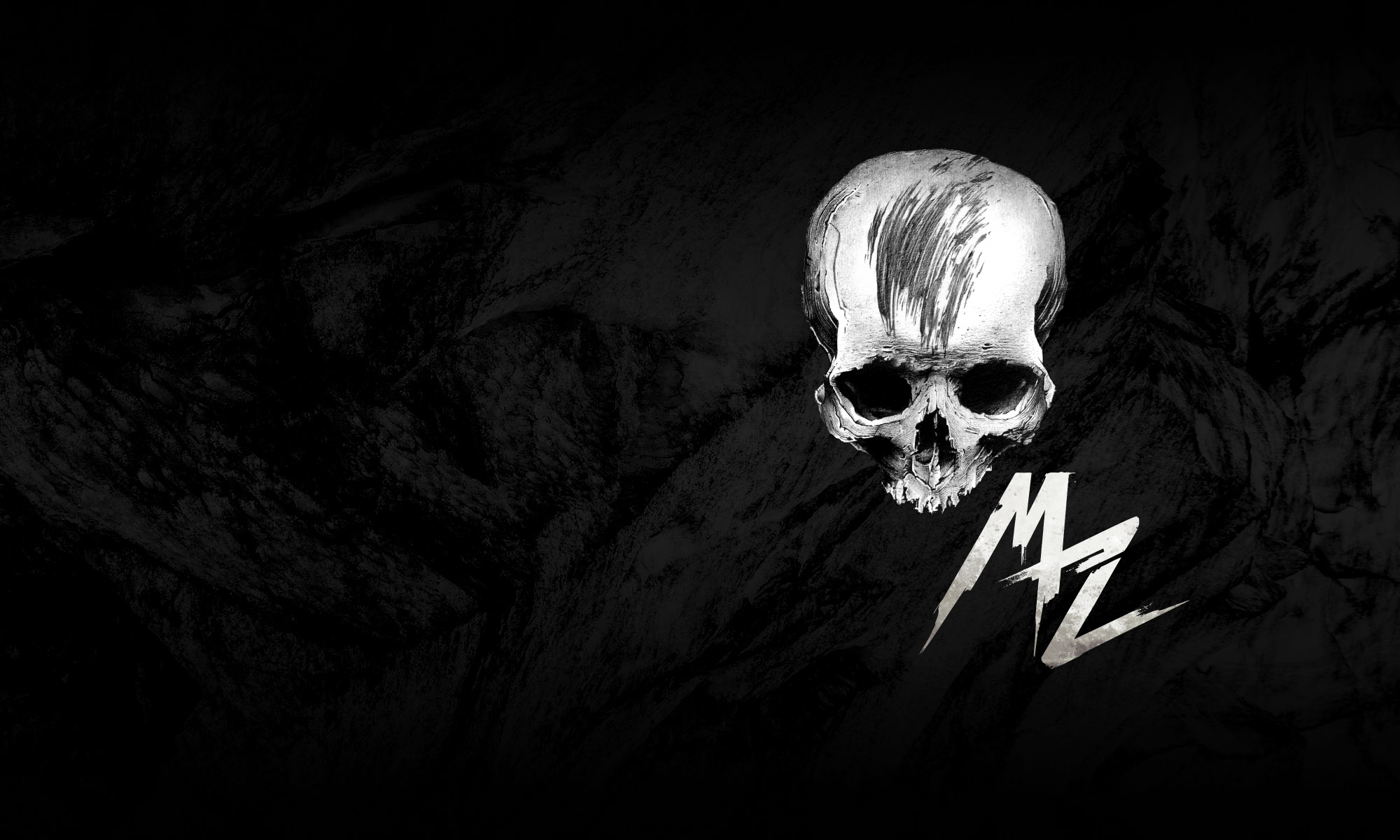 Manza April Darkart Ballpen Artist Illustration Logo lettering MZ skull